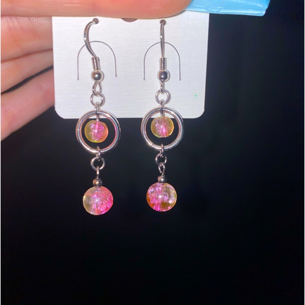 Stainless steel pretty womens dangle earrings ladies jewelry